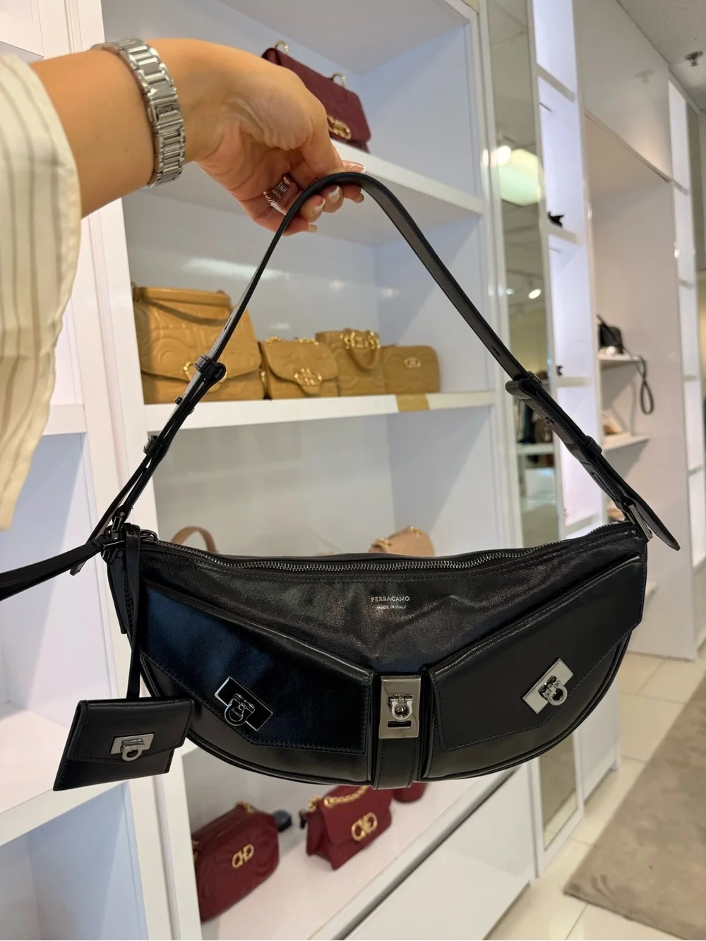 Ferragamo Women's Black Multipocket Hobo Bag Black